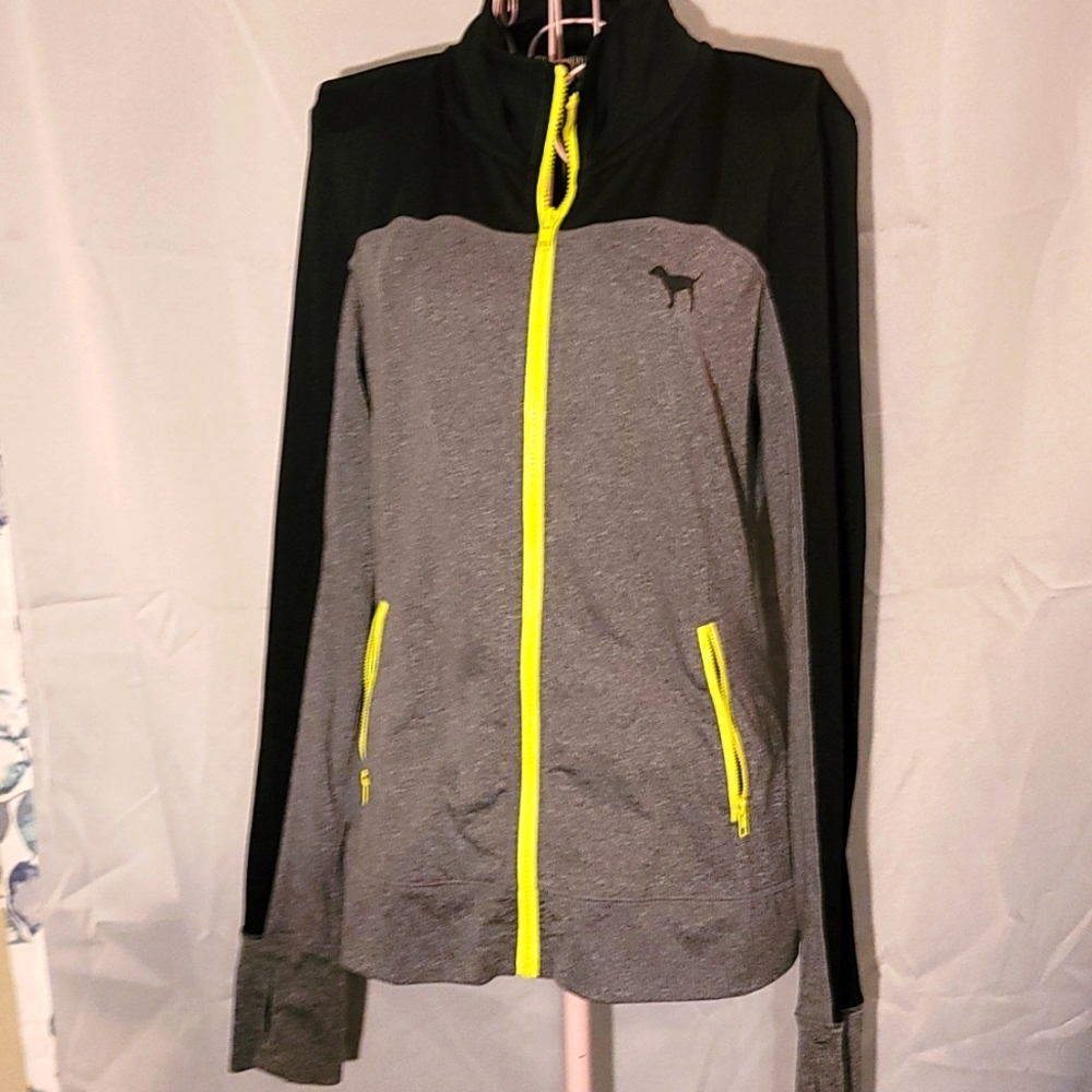 VS Pink Ultimate black grey yellow zip jacket S